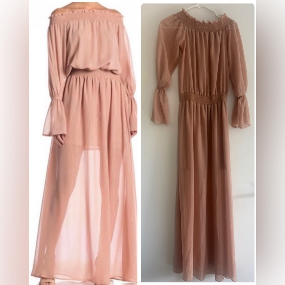 Show Me Your Mumu Pink Off Shoulder Boho Chic Maxi Dress Size XS